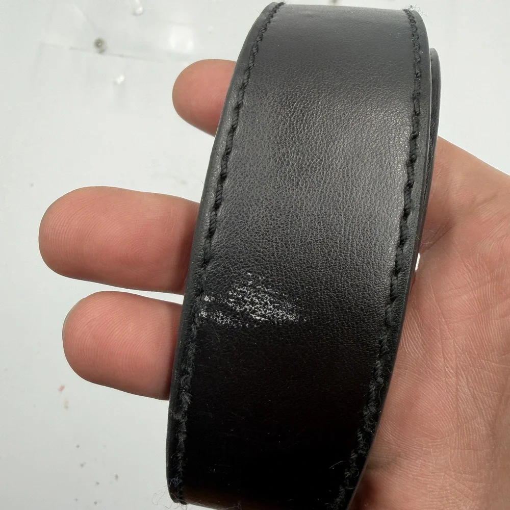 True Religion World Tour Big T Stitching Black Belt Sz 36 100% Leather‎ - Read